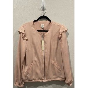 LC LAUREN CONRAD Pinko Cream Long Sleeve Zipper Jacket